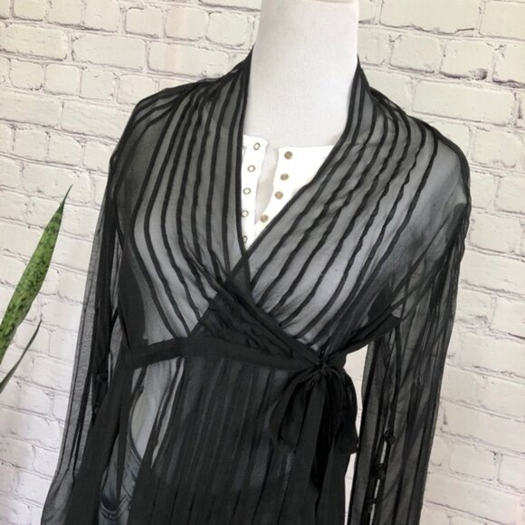ROBERT RODRIGUEZ BLACK SILK SHEER WRAP BLOUSE 6 - Picture 4 of 9